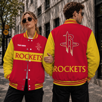 [HOT DEAL] NEW CUSTOMIZED NBA07 HRO HOUSTON ROCKETS BASEBALL JACKET, SATIN VARSITY JACKET