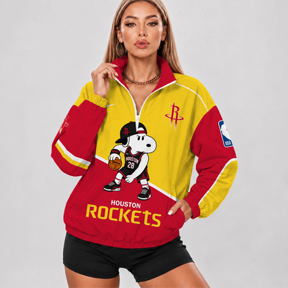 [HOT DEAL] NEW CUSTOMIZED NBA07 HRO HOUSTON ROCKETS V-NECK ZIPPER SWEATSHIRT JACKET