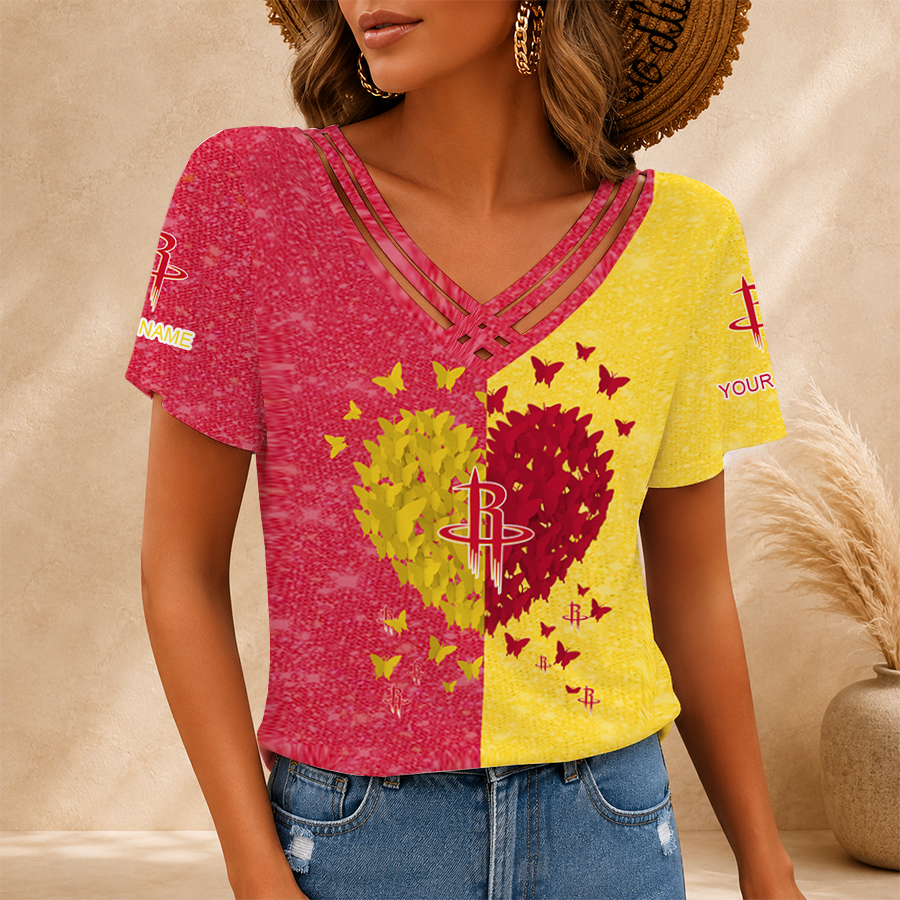 [HOT DEAL] NEW CUSTOMIZED NBA07 HRO HOUSTON ROCKETS V-NECK SHIRT