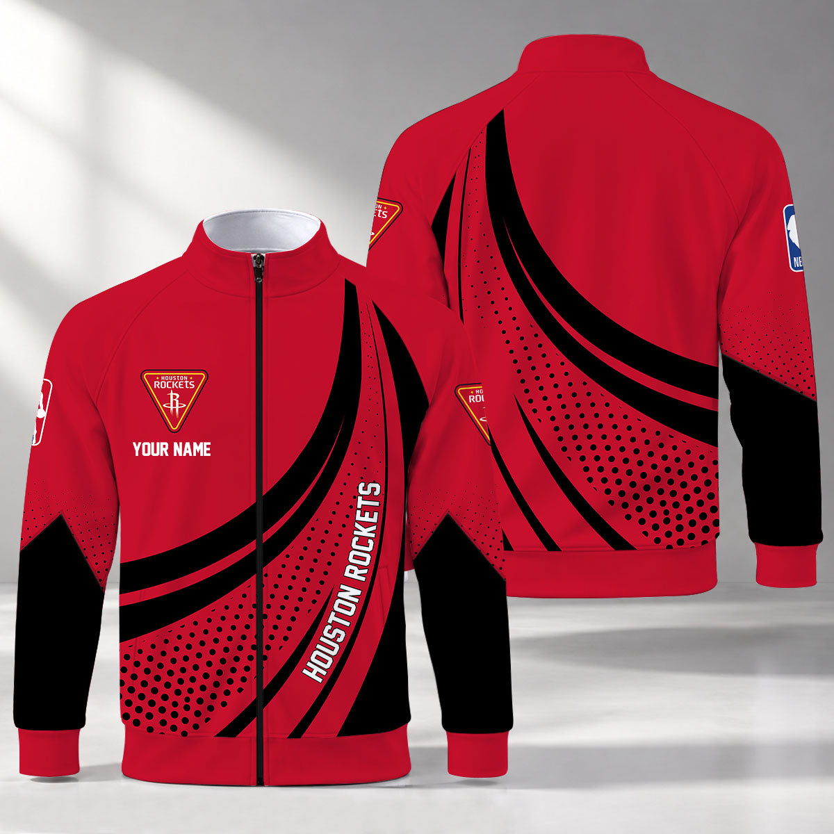 [HOT DEAL] NEW CUSTOMIZED NBA07 HRO HOUSTON ROCKETS STAND COLLAR JACKET