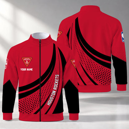 [HOT DEAL] NEW CUSTOMIZED NBA07 HRO HOUSTON ROCKETS STAND COLLAR JACKET