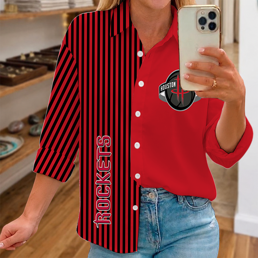 [HOT DEAL] NEW CUSTOMIZED NBA07 HRO HOUSTON ROCKETS WOMEN CASUAL SHIRT FOR FAN
