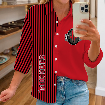 [HOT DEAL] NEW CUSTOMIZED NBA07 HRO HOUSTON ROCKETS WOMEN CASUAL SHIRT FOR FAN