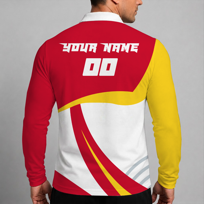 [HOT DEAL] NEW CUSTOMIZED NBA07 HRO HOUSTON ROCKETS MEN LONG SLEEVE POLO