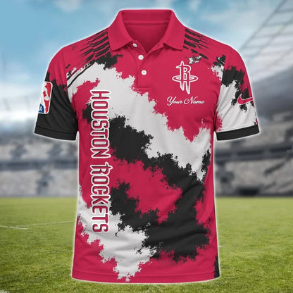 [HOT DEAL] NEW CUSTOMIZED NBA07 HRO HOUSTON ROCKETS MULTICOLOR POLO SHIRT