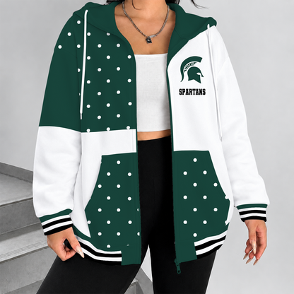 [FAN FAVORITE] NEW CUSTOMIZED NCAA MAM07 MSS MICHIGAN STATE SPARTANS STRAPPY ZIP HOODIE