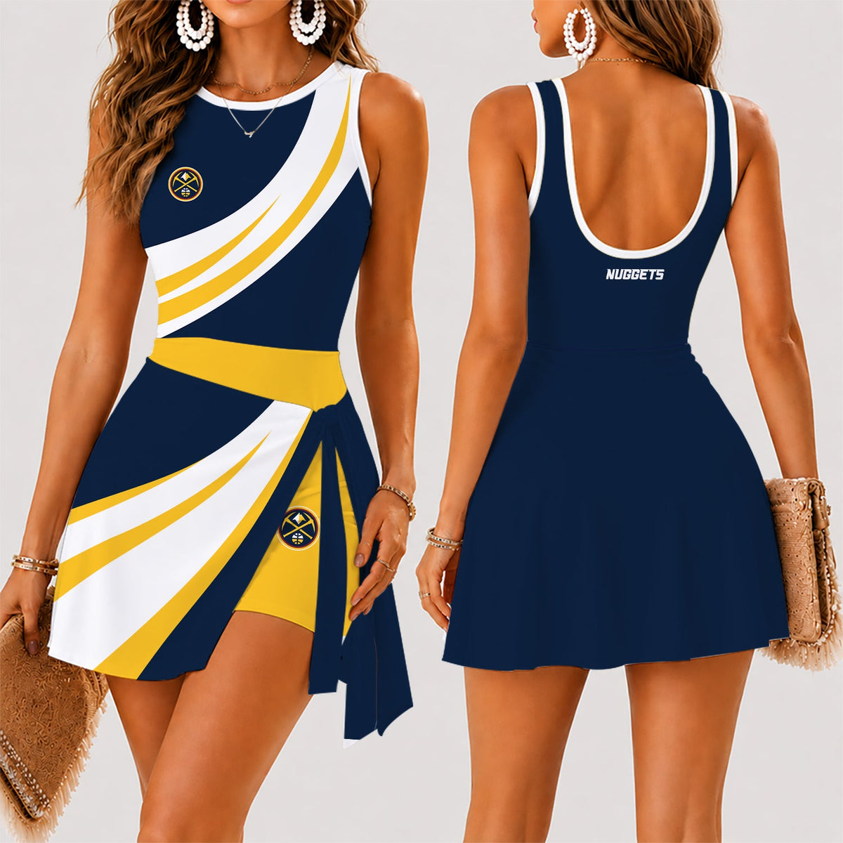 [HOT DEAL] NEW CUSTOMIZED NBA08 DNU DENVER NUGGETS WOMEN'S SUMMER SKORT DRESS