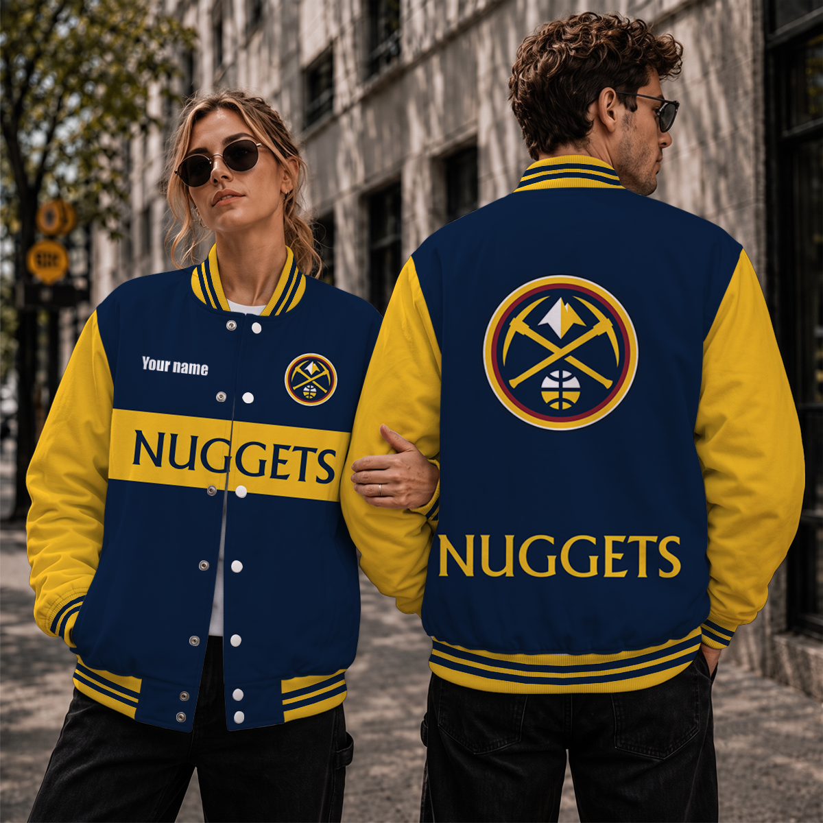 [HOT DEAL] NEW CUSTOMIZED NBA08 DNU DENVER NUGGETS BASEBALL JACKET, SATIN VARSITY JACKET