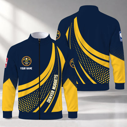 [HOT DEAL] NEW CUSTOMIZED NBA08 DNU DENVER NUGGETS STAND COLLAR JACKET