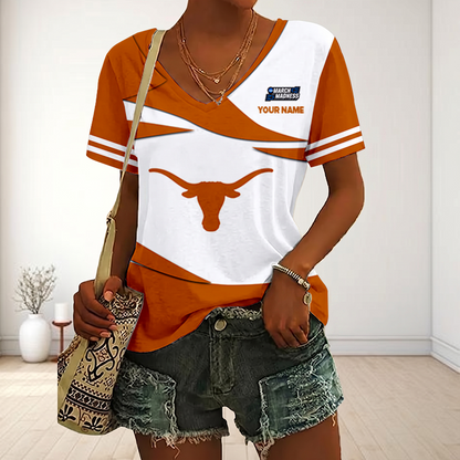 LIMITED DROP - NEW CUSTOMIZED | NCAA MAM08 TXL TX LONGHORNS V-NECK FEMALE SHIRT