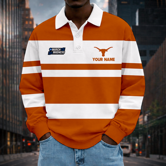 MEGA SALE - NEW CUSTOMIZED MAM NCAA08 TXL TX LONGHORNS UNISEX LONG SLEEVE POLO