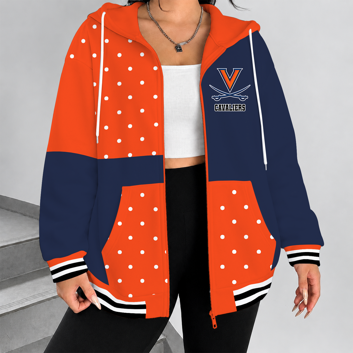 [FAN FAVORITE] NEW CUSTOMIZED NCAA CFH08 VIC VIRGINIA CAVALIERS STRAPPY ZIP HOODIE