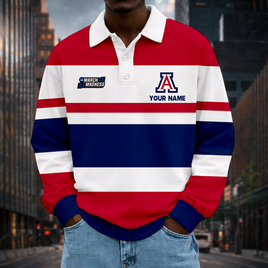 MEGA SALE - NEW CUSTOMIZED MAM NCAA09 ARW AR WILCATS UNISEX LONG SLEEVE POLO