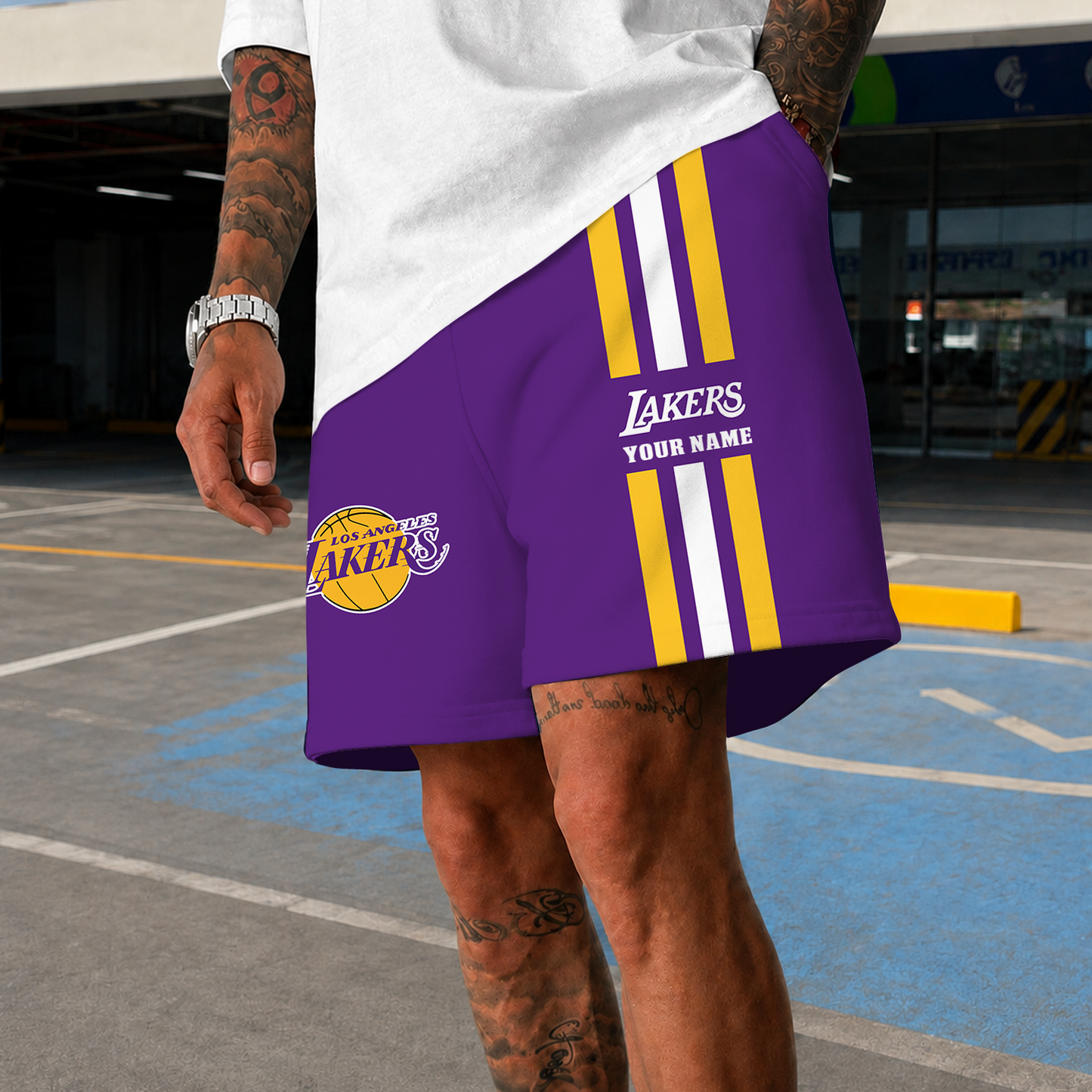 [HOT DEAL] NEW CUSTOMIZED NBA09 LLA LOS ANGELES LAKERS SHORT PANTS