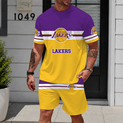 [HOT DEAL] NEW CUSTOMIZED NBA09 LLA LOS ANGELES LAKERS UNISEX T-SHIRT & SHORTS SET