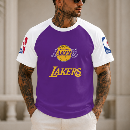 [HOT DEAL] NEW CUSTOMIZED NBA09 LLA LOS ANGELES LAKERS RAGLAN TEE