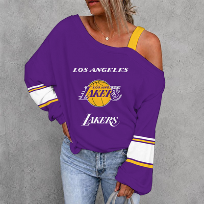 [HOT DEAL] NEW CUSTOMIZED NBA09 LLA LOS ANGELES LAKERS DROP SHOULDER SWEATSHIRT