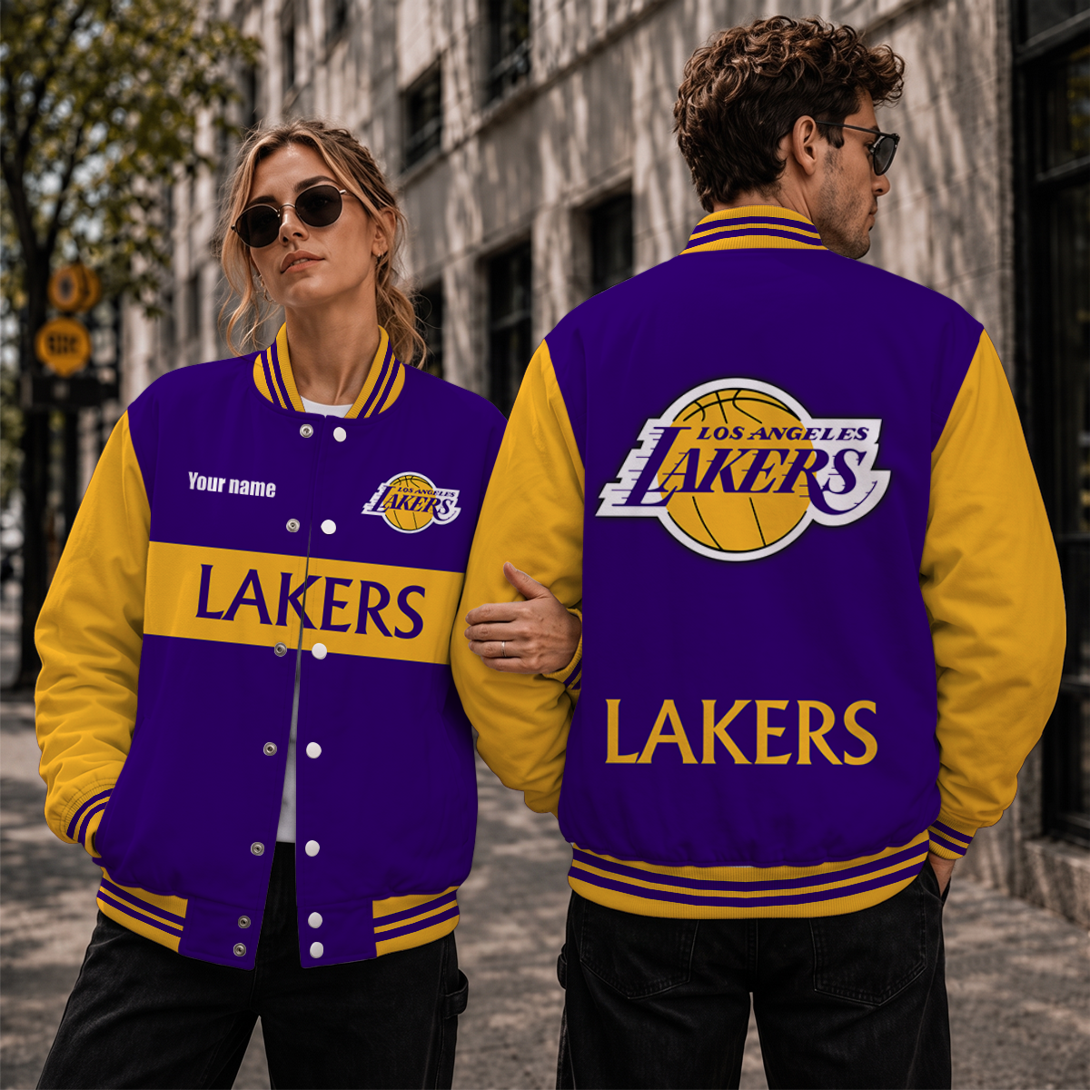 [HOT DEAL] NEW CUSTOMIZED NBA09 LLA LOS ANGELES LAKERS BASEBALL JACKET, SATIN VARSITY JACKET