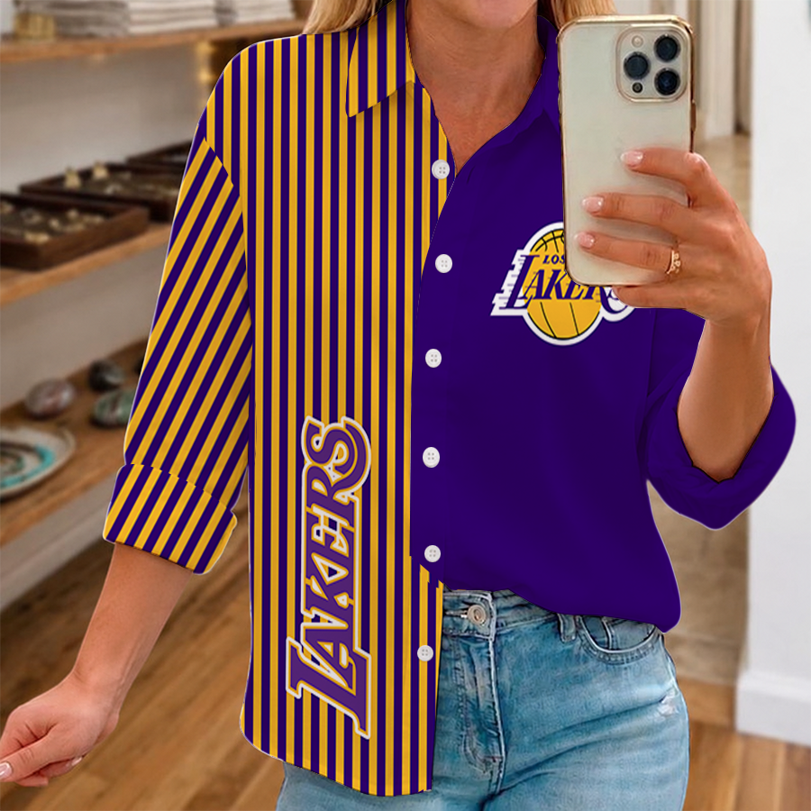[HOT DEAL] NEW CUSTOMIZED NBA09 LLA LOS ANGELES LAKERS WOMEN CASUAL SHIRT FOR FAN