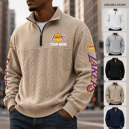 [HOT DEAL] NEW CUSTOMIZED NBA09 LLA LOS ANGELES LAKERS MULTICOLOR QUARTER-ZIP SWEATSHIRT