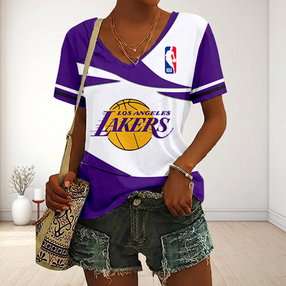 [HOT DEAL] NEW CUSTOMIZED NBA09 LLA LOS ANGELES LAKERS V-NECK FEMALE SHIRT