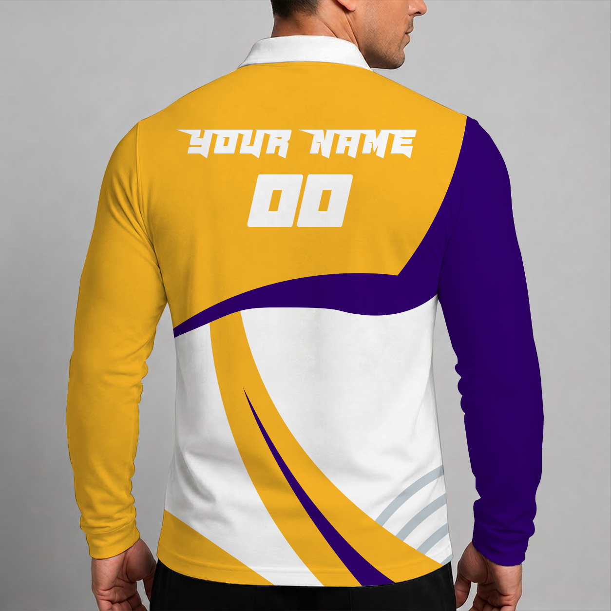 [HOT DEAL] NEW CUSTOMIZED NBA09 LLA LOS ANGELES LAKERS MEN LONG SLEEVE POLO