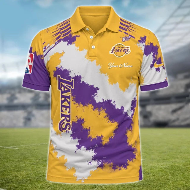 [HOT DEAL] NEW CUSTOMIZED NBA09 LLA LOS ANGELES LAKERS MULTICOLOR POLO SHIRT