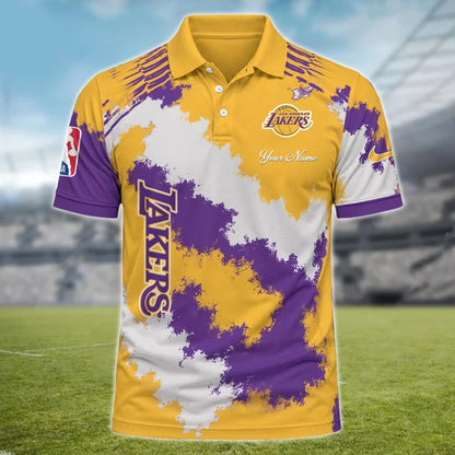 [HOT DEAL] NEW CUSTOMIZED NBA09 LLA LOS ANGELES LAKERS MULTICOLOR POLO SHIRT