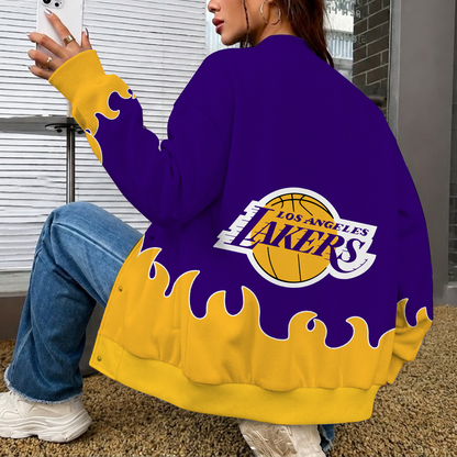 [HOT DEAL] NEW CUSTOMIZED NBA09 LLA LOS ANGELES LAKERS BASEBALL JACKET, SATIN VARSITY JACKET