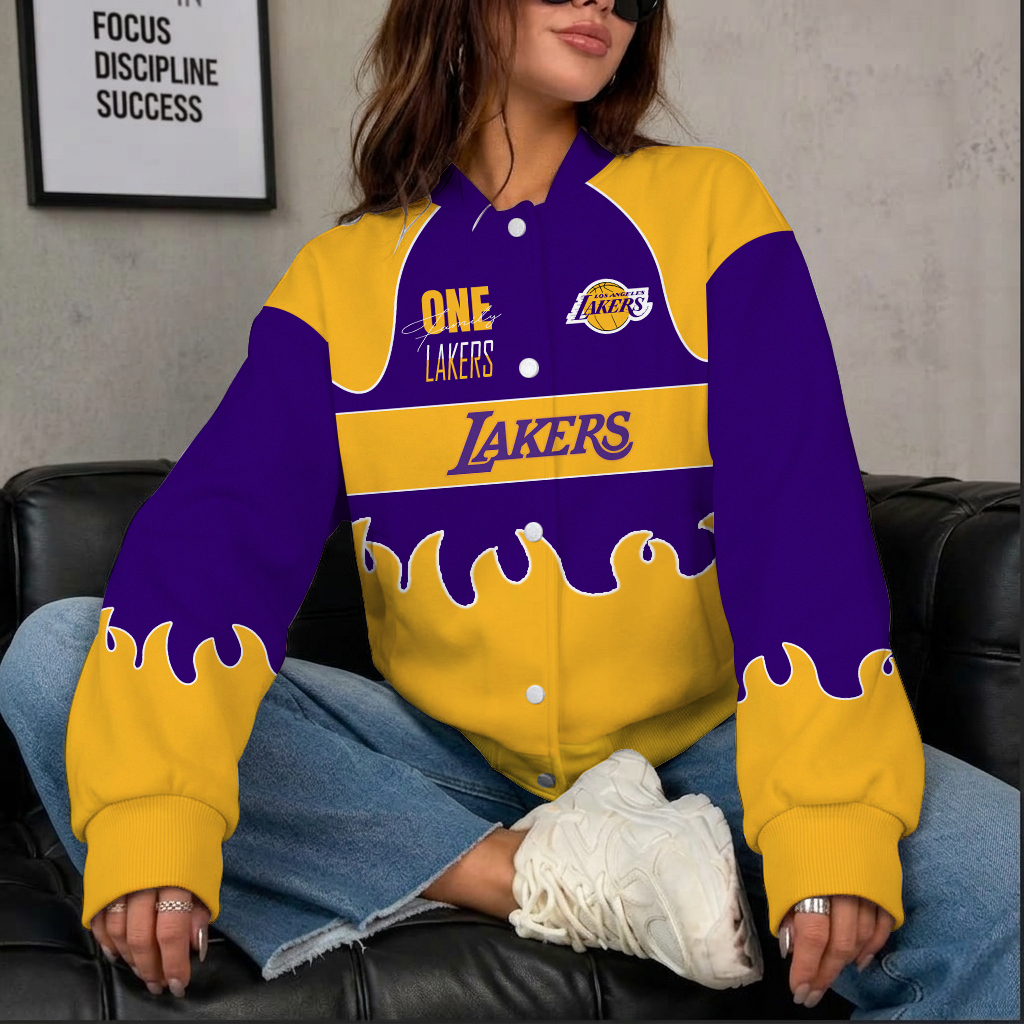 [HOT DEAL] NEW CUSTOMIZED NBA09 LLA LOS ANGELES LAKERS BASEBALL JACKET, SATIN VARSITY JACKET
