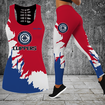 [HOT DEAL] NEW CUSTOMIZED NBA10 LCL LOS ANGELES CLIPPERS HOLLOW TANK TOP & LEGGINGS SET