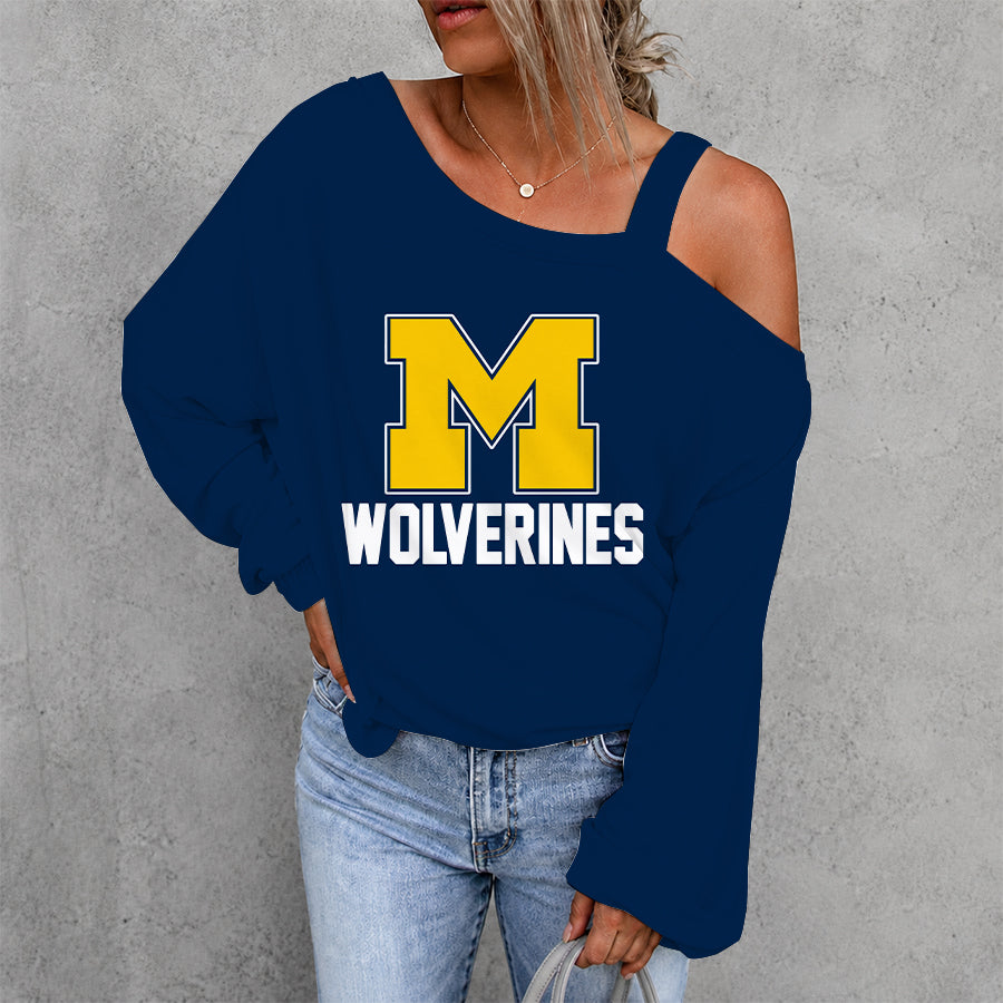 [FAN FAVORITE] NEW CUSTOMIZED NCAA CFH10 MIW MICHIGAN WOLVERINES DROP SHOULDER SWEATSHIRT