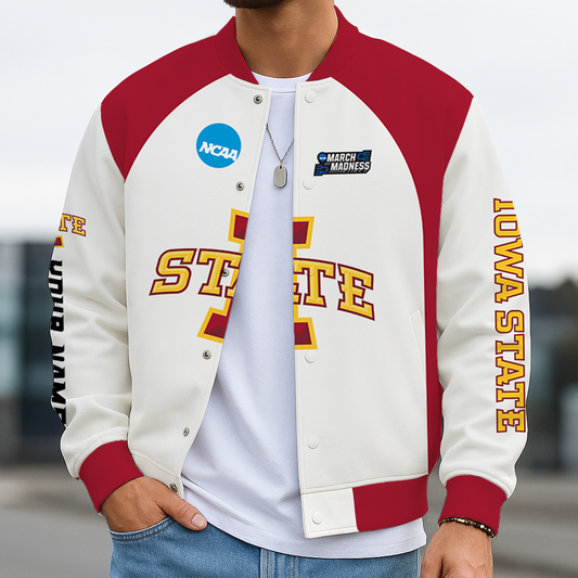 LIMITED DROP - NEW CUSTOMIZED | NCAA MAM10 ISC IS CYCLONES BASEBALL JACKET, SATIN VARSITY JACKET