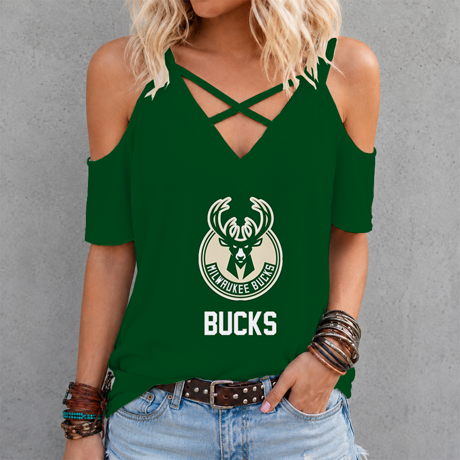[HOT DEAL] NEW CUSTOMIZED NBA11 MBU MILWAUKEE BUCKS CRISS CROSS V-NECK TOP