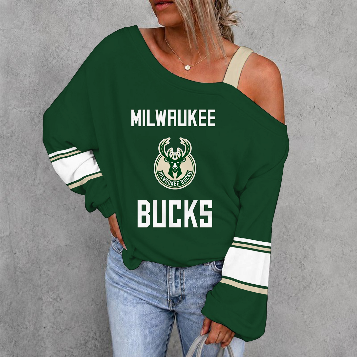 [HOT DEAL] NEW CUSTOMIZED NBA11 MBU MILWAUKEE BUCKS DROP SHOULDER SWEATSHIRT