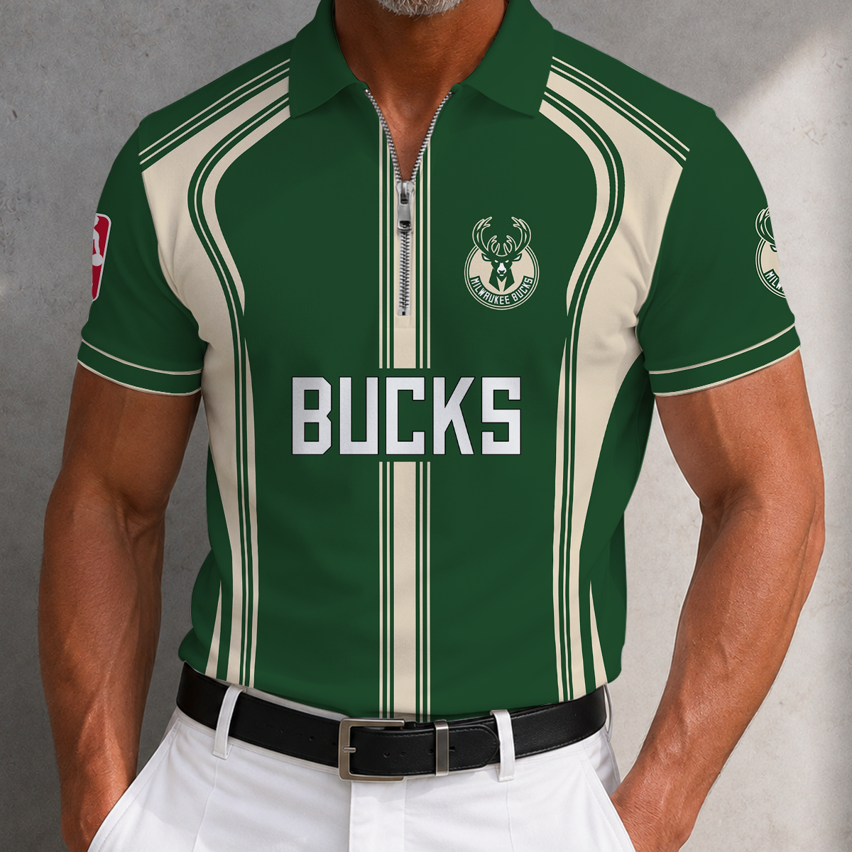 [HOT DEAL] NEW CUSTOMIZED NBA11 MBU MILWAUKEE BUCKS ZIP POLO SHIRT
