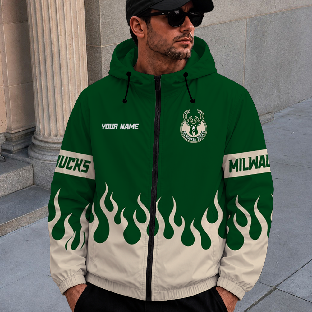 [HOT DEAL] NEW CUSTOMIZED NBA11 MBU MILWAUKEE BUCKS WINDBREAKER JACKET