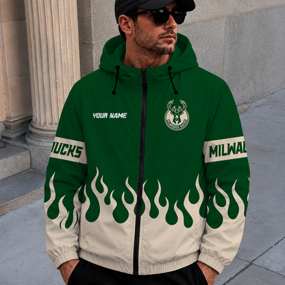 [HOT DEAL] NEW CUSTOMIZED NBA11 MBU MILWAUKEE BUCKS WINDBREAKER JACKET