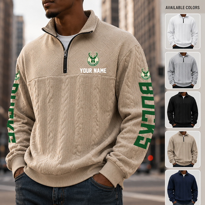 [HOT DEAL] NEW CUSTOMIZED NBA11 MBU MILWAUKEE BUCKS MULTICOLOR QUARTER-ZIP SWEATSHIRT