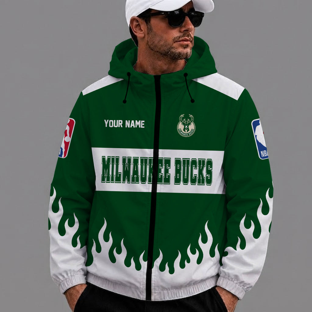 [HOT DEAL] NEW CUSTOMIZED NBA11 MBU MILWAUKEE BUCKS WINDBREAKER JACKET