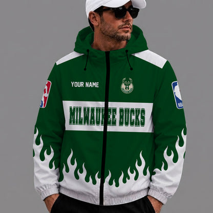 [HOT DEAL] NEW CUSTOMIZED NBA11 MBU MILWAUKEE BUCKS WINDBREAKER JACKET