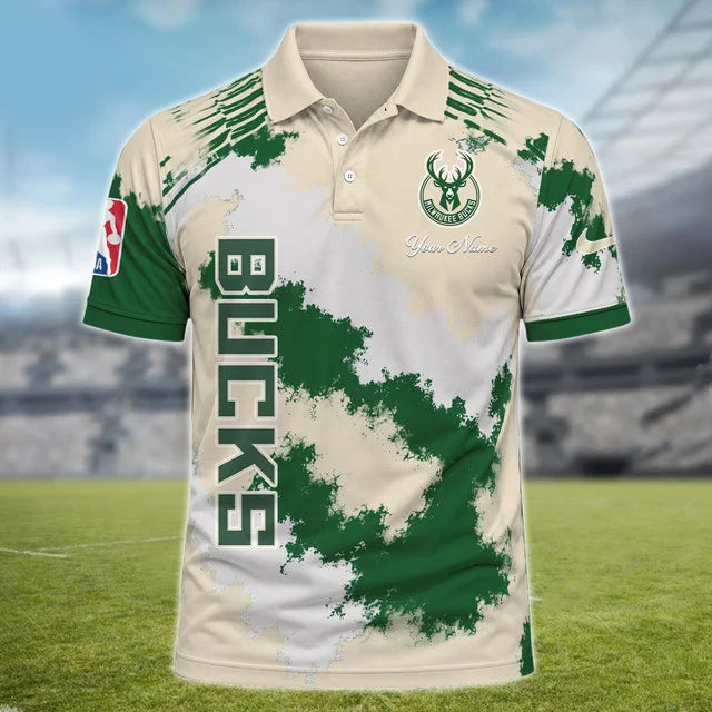 [HOT DEAL] NEW CUSTOMIZED NBA11 MBU MILWAUKEE BUCKS MULTICOLOR POLO SHIRT