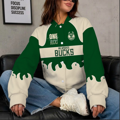 [HOT DEAL] NEW CUSTOMIZED NBA11 MBU MILWAUKEE BUCKS BASEBALL JACKET, SATIN VARSITY JACKET