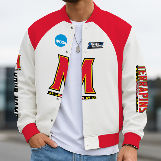 LIMITED DROP - NEW CUSTOMIZED | NCAA MAM11 MLT ML TERRAPINS BASEBALL JACKET, SATIN VARSITY JACKET