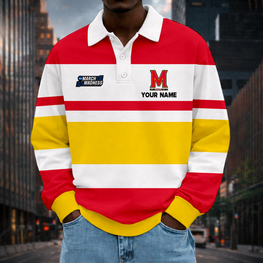 MEGA SALE - NEW CUSTOMIZED MAM NCAA11 MLT ML TERRAPINS UNISEX LONG SLEEVE POLO