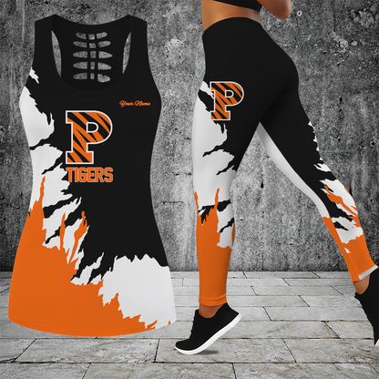 [FAN FAVORITE] NEW CUSTOMIZED NCAA CFH11 PRT PRINCETON TIGERS HOLLOW TANK TOP & LEGGINGS SET