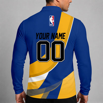 [HOT DEAL] NEW CUSTOMIZED NBA12 GSW GOLDEN STATE WARRIORS MEN LONG SLEEVE POLO