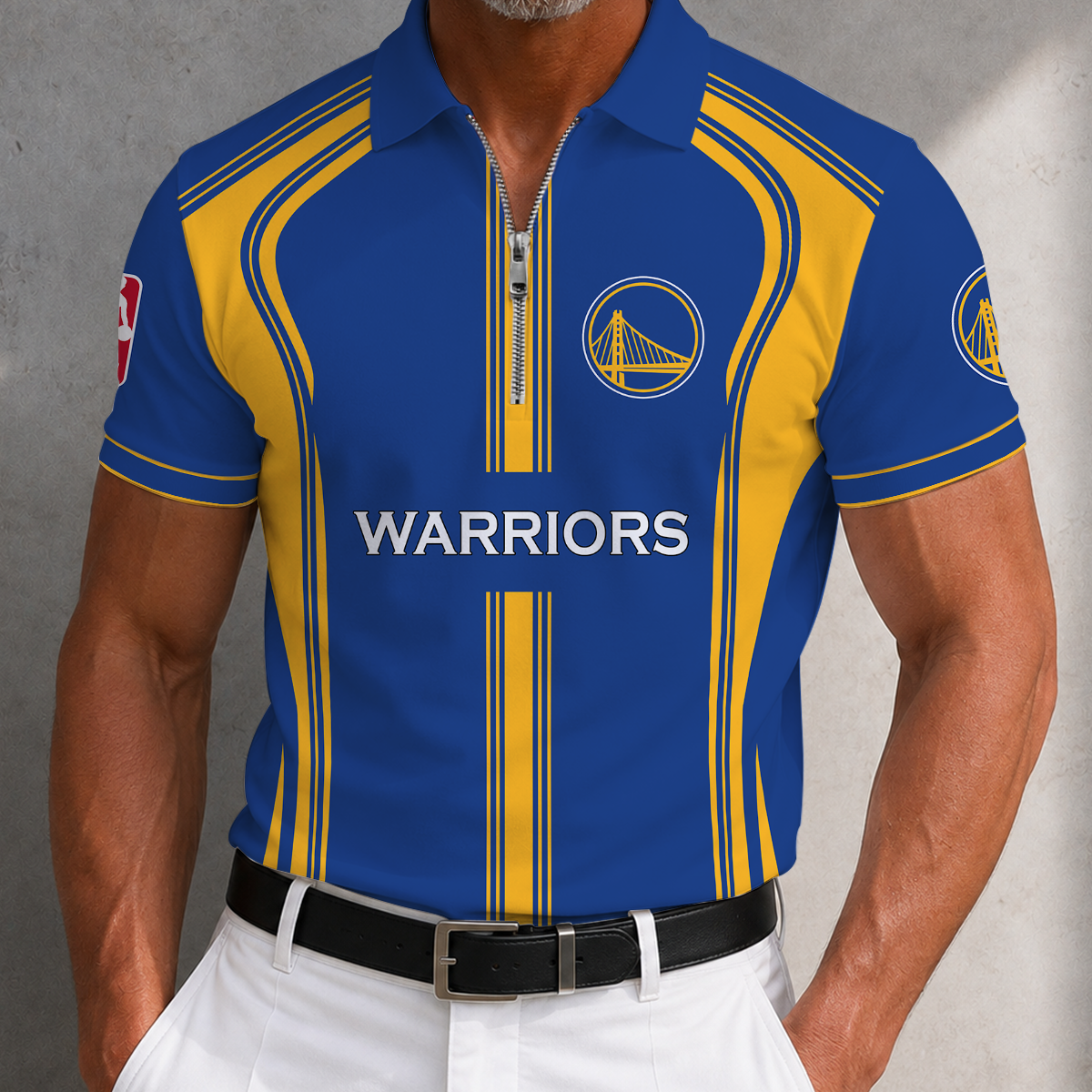 [HOT DEAL] NEW CUSTOMIZED NBA12 GSW GOLDEN STATE WARRIORS ZIP POLO SHIRT