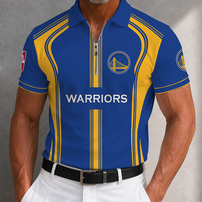 [HOT DEAL] NEW CUSTOMIZED NBA12 GSW GOLDEN STATE WARRIORS ZIP POLO SHIRT