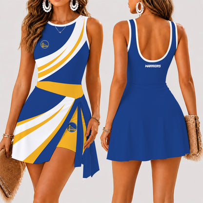[HOT DEAL] NEW CUSTOMIZED NBA12 GSW GOLDEN STATE WARRIORS WOMEN'S SUMMER SKORT DRESS